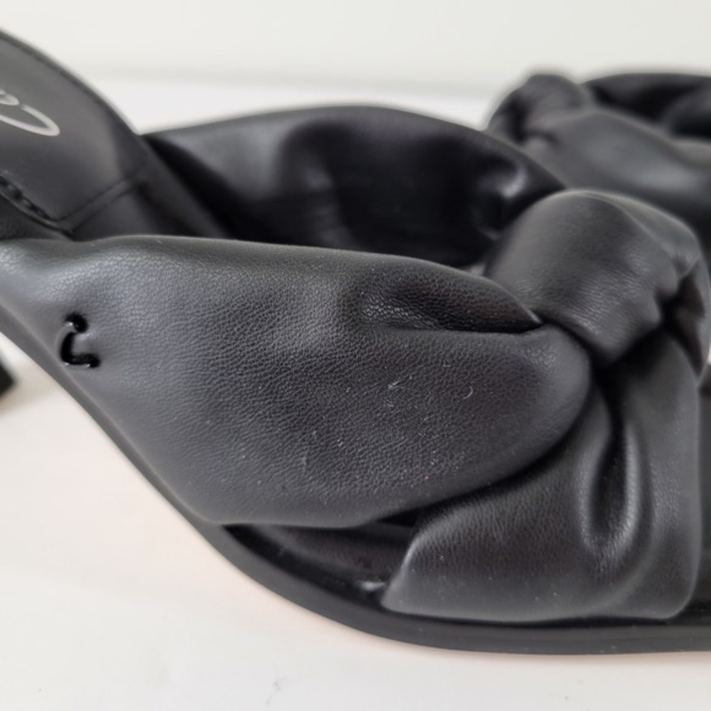 Sam Edelman Circus NY Black‎ Square Toe Knot Heeled Mules Sandals Slip On Sz 6 - Picture 4 of 8